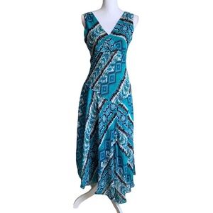 Chetta B Multicolored V-neck Asymmetrical Dress Size 4